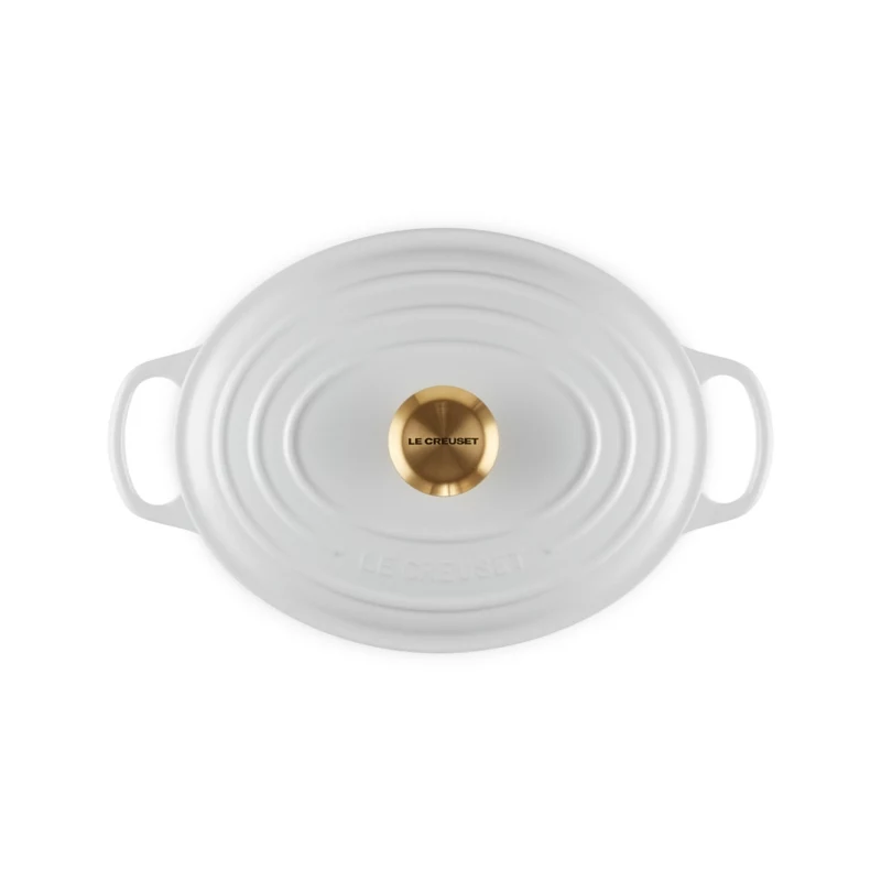 LE CREUSET smaltovaný liatinový oválny pekáč 27 cm 4,1 l biely