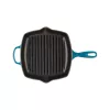 Le Creuset liatinová štvorcová grilovacia panvica 26x26 cm modrá