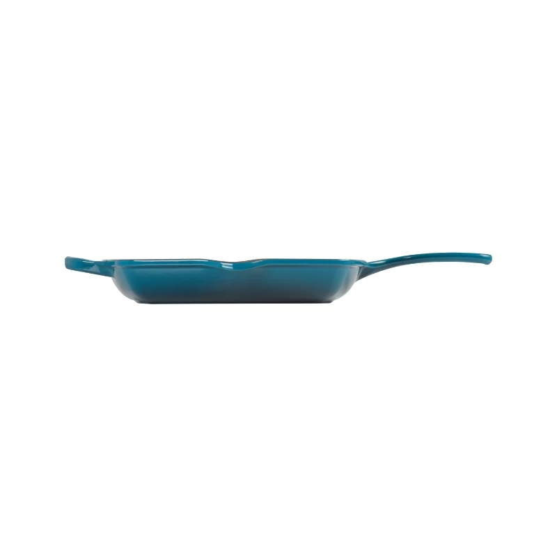 Le Creuset liatinová štvorcová grilovacia panvica 26x26 cm modrá