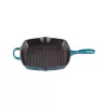 Le Creuset liatinová štvorcová grilovacia panvica 26x26 cm modrá