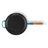 LE CREUSET liatinová panvica s drevenou rukoväťou Ø28cm modrá