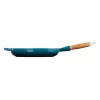LE CREUSET liatinová panvica s drevenou rukoväťou Ø28cm modrá
