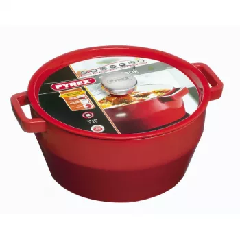PYREX liatinový hrniec 6,8L okrúhly 28cm červený