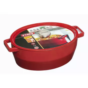 Pyrex liatinový pekáč oválny 5,8L červený 33x25cm