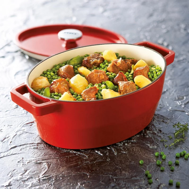 Pyrex liatinový pekáč oválny 5,8L červený 33x25cm