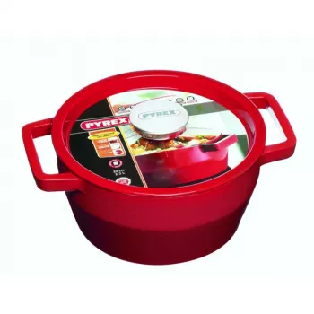 Pyrex liatinový hrniec 3,6L okrúhly Ø24cm červený