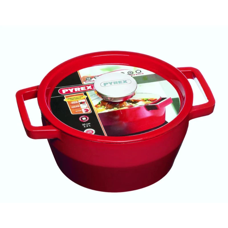 Pyrex liatinový hrniec 3,6L okrúhly Ø24cm červený