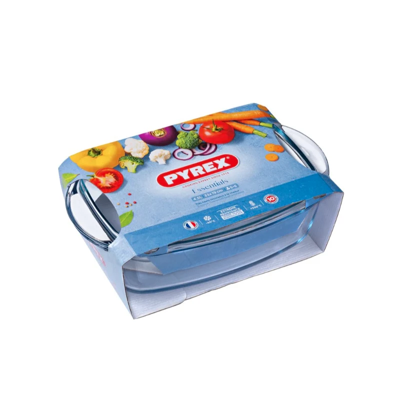 PYREX sklenená nádoba s viečkom 4,5L obdĺžniková Essentials 33x20x14cm