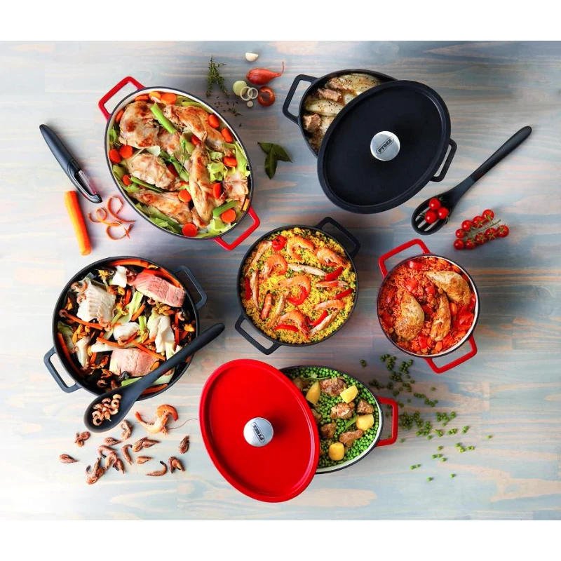 Pyrex liatinový pekáč oválny 3,8L červený 29x21cm