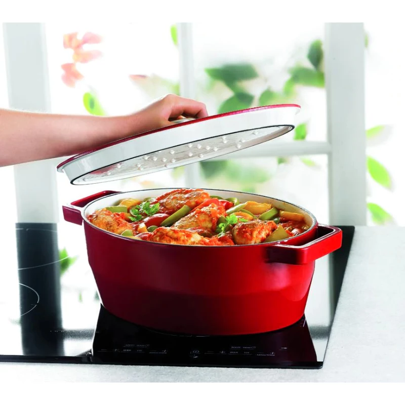 Pyrex liatinový pekáč oválny 3,8L červený 29x21cm
