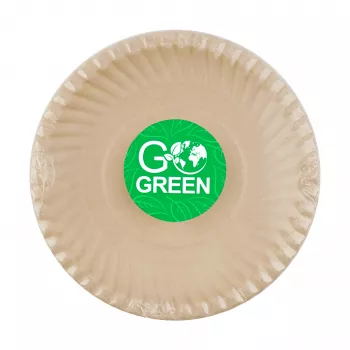 GOGREEN kompostovateľné taniere z cukrovej trstiny s Go Green vzorom Ø23 cm 10 kusov