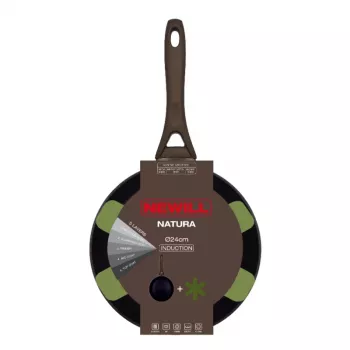 NEWILL Natura 24 cm indukčná panvica na vyprážanie s ochranným okrajom, hnedá