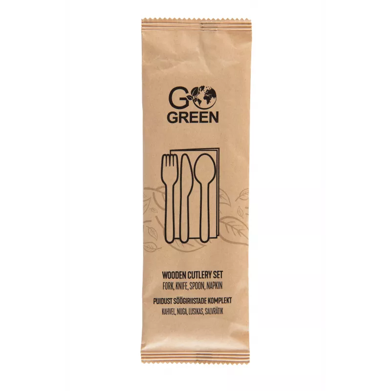 GOGREEN kompostovateľná pikniková súprava riadu pre 4 osoby, 24 dielov, rastlinná, prírodne biela