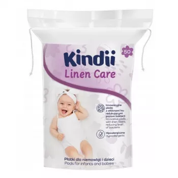 Kindii Linen Care detské vatové tampóny, 100% čistá bavlna, hypoalergénne, dermatologicky testované, 50 ks