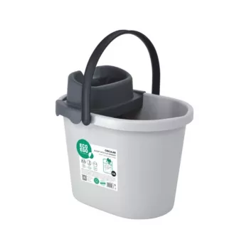 ECO EGO oválne vedro s plochým žmýkadlom na stlačenie, 10 L, sivá/zelená, polypropylén