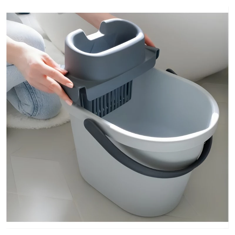 ECO EGO oválne vedro s plochým žmýkadlom na stlačenie, 10 L, sivá/zelená, polypropylén