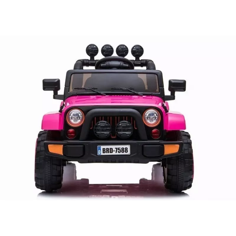 LEAN CARS BRD-7588 ružové 12V elektrické jazdné Jeep pre deti s LED svetlami, MP3, diaľkovým ovládaním, 4x4