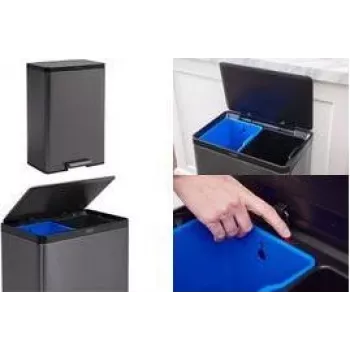 Rubbermaid Elite Dual Stream 39L nerezový recyklačný kôš s pedálom, 2 priehradky 2145987