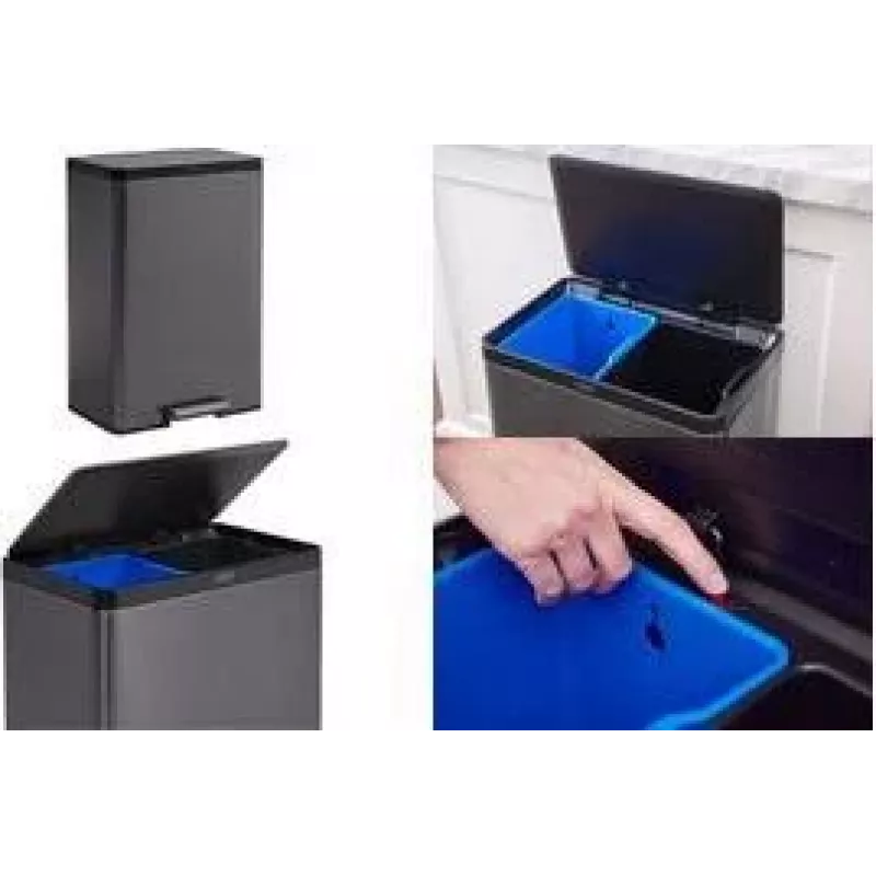 Rubbermaid Elite Dual Stream 39L nerezový recyklačný kôš s pedálom, 2 priehradky 2145987