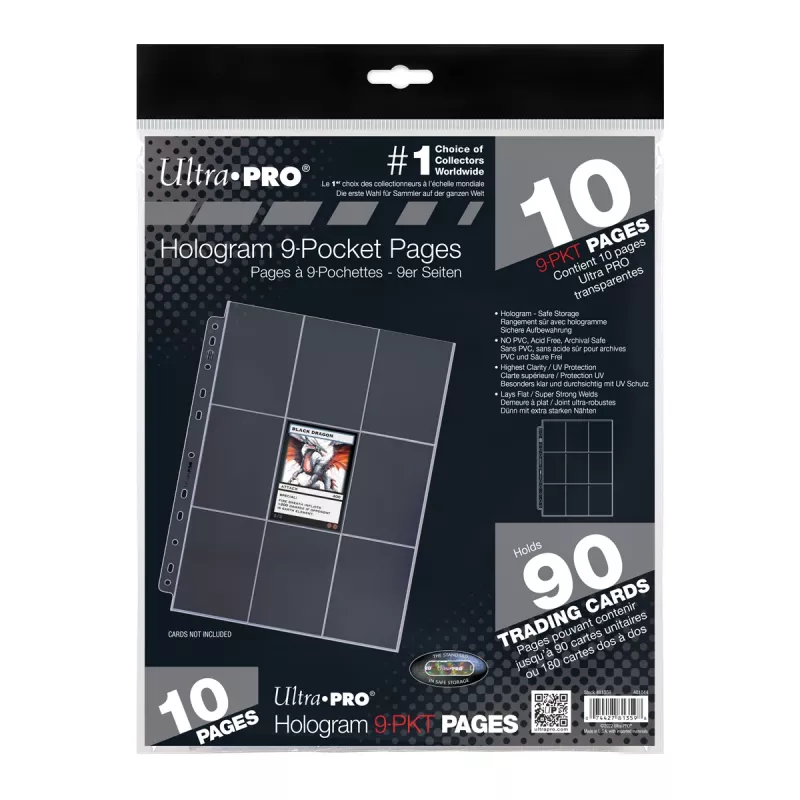 Ultra Pro 9-Pocket Trading Card stránky s hologramovou pečaťou, 10 balení