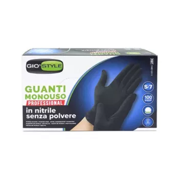 GIOSTYLE nitrilové jednorazové rukavice 100 ks čierne veľkosť S 24x8,5x0,05 cm