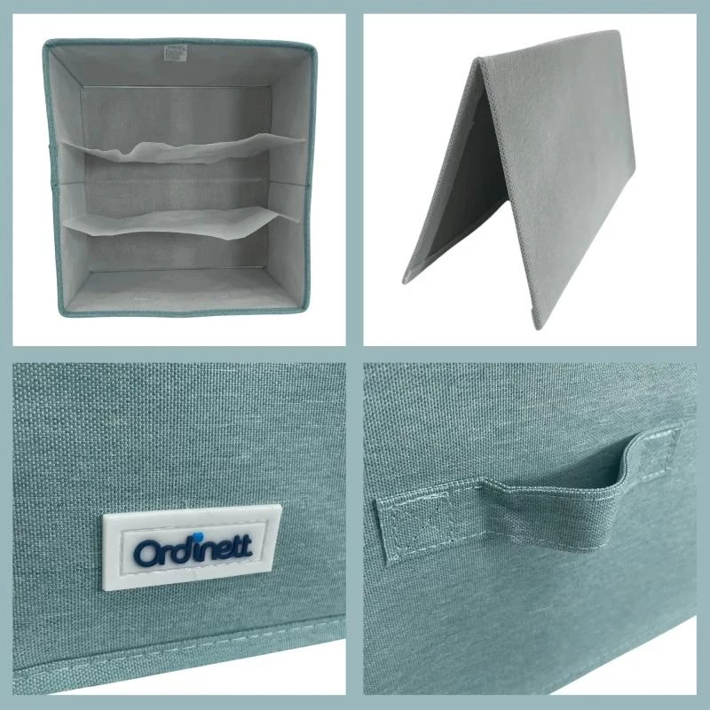 ORDINETT box Cube 29x29x18,5 cm úložná krabica s vekom v mätovo zelenej