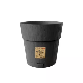 STEFANPLAST Ethica okrúhly kvetináč s podmisou, 25 cm, sivý, recyklovaný plast