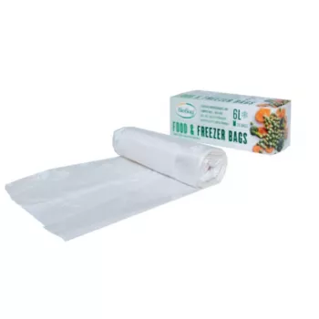 BioBag 6L kompostovateľné mraziace vrecká na potraviny, 20 perforovaných vreciek na rolke, 24 x 50 cm, 18 mikrónov, transparentné