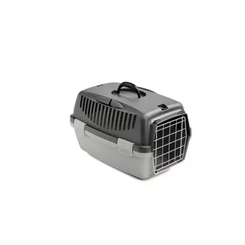 STEFANPLAST prepravný box Gulliver 1 s kovovými dvierkami 48x32x31cm tmavosivá/svetlosivá
