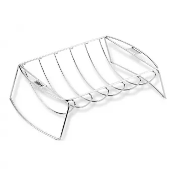 Weber Original Rib Rack pre 5 rebier, plátovaná oceľ, strieborná, 434,3 x 266,7 x 111,8 mm, kompatibilný s Q 200/2000 a väčšími plynovými grilmi, Spirit, Genesis, Summit, Smokey Mountain Cooker 47cm+ 6469