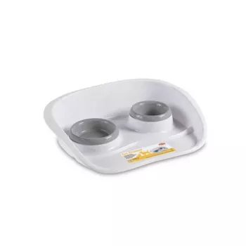 STEFANPLAST Dinner sada misiek pre domáce zvieratá, 2 misky (0,25 L + 0,35 L), sivá, 46 x 35 x 11 cm
