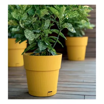 STEFANPLAST Ethica kvetináč s podmisou Ø20x19cm horčicovožltá