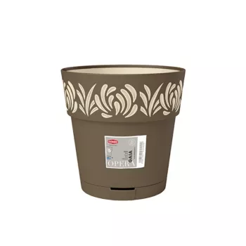 STEFANPLAST Gaia okrúhly kvetináč s podmisou, hnedý, Ø25 x 25 cm