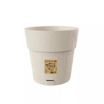 STEFANPLAST Ethica okrúhly kvetináč s podmisou, biely, priemer 25 cm, výška 25 cm, 12,3 L, UV a mrazuvzdorný polypropylén, interiér/exteriér