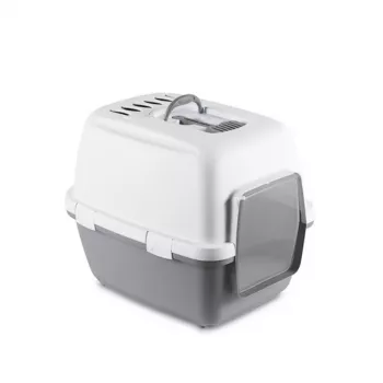 STEFANPLAST Cathy Comfort uzavreté WC pre mačky 58x45x48 cm biela/sivá