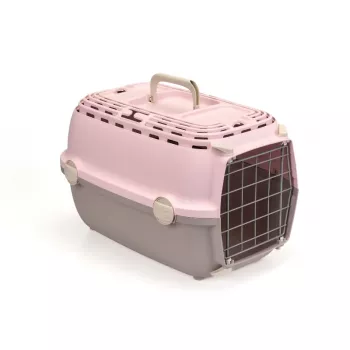 STEFANPLAST prepravka Horizon 1 s kovovými dvierkami 48x32x30cm ružová/sivá