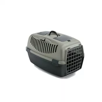 STEFANPLAST Gulliver 2 prepravka s plastovými dvierkami 55x36x35 cm sivá/zelená