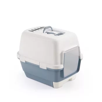 STEFANPLAST mačacie WC zatvorené Cathy Clever & Smart 58x45x48cm biela/modrá
