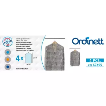 ORDINETT obaly na šaty z plastu 4 ks 62x95cm transparentné so zipsom