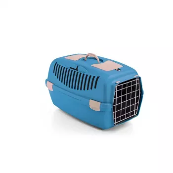 STEFANPLAST Gulliver 2 prepravná klietka pre domáce zvieratá s kovovými dvierkami 55x36x35 cm modrá
