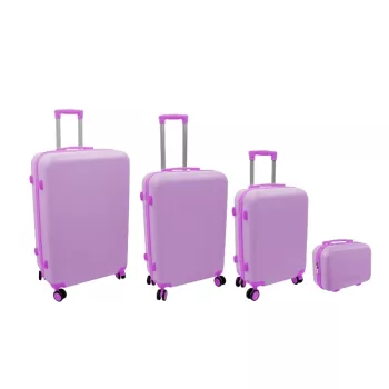 ORDINETT 4-dielna sada tvrdých kufrov 98L/60L/43L/15L ružová