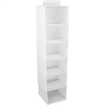 ORDINETT závesný organizér so 6 policami 30x30x120cm bavlna sivý
