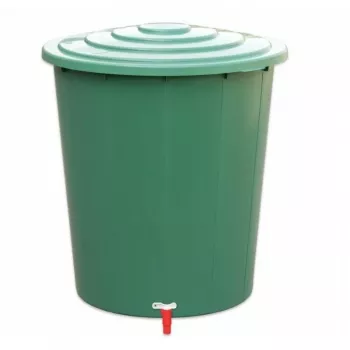 STEFANPLAST sud na dažďovú vodu 310L s vekom a kohútikom, zelená, Ø80x97cm