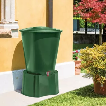STEFANPLAST sud na dažďovú vodu 310L s vekom a kohútikom, zelená, Ø80x97cm
