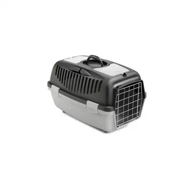 STEFANPLAST prepravný box Gulliver 2 s kovovými dverami 55x36x35 cm tmavosivá/svetlosivá