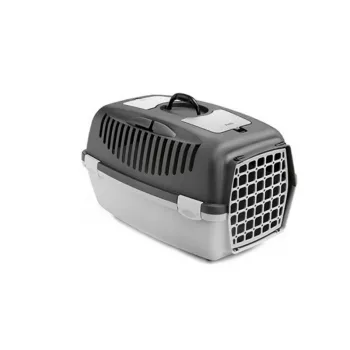STEFANPLAST prepravný box Gulliver 3 s plastovými dverami 61x40x38 cm tmavosivý/svetlosivý
