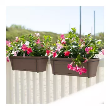 STEFANPLAST balkónová sada s automatickým zavlažovacím systémom a kovovým držiakom 50x18x17cm hnedá