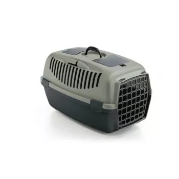 STEFANPLAST Gulliver 3 prepravný box pre domáce zvieratá s plastovými dverami 61x40x38 cm sivá/zelená