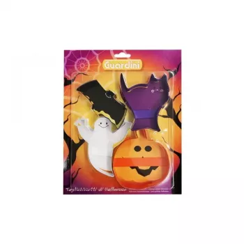 GUARDINI Halloween sada plechoviek na sušienky zo 4, 10 x 2 cm, okrúhle plechovky na sušienky z bieleho plechu