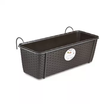 STEFANPLAST Balkónový kvetináč s kovovým držiakom hnedý 50x18x16 cm